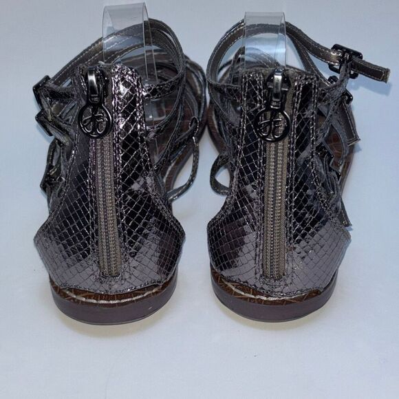 Sam Edelman Gable Pewter Gladiator Sandal Womens Back Zip‎ Sz 11 metallic w/box - Picture 5 of 9